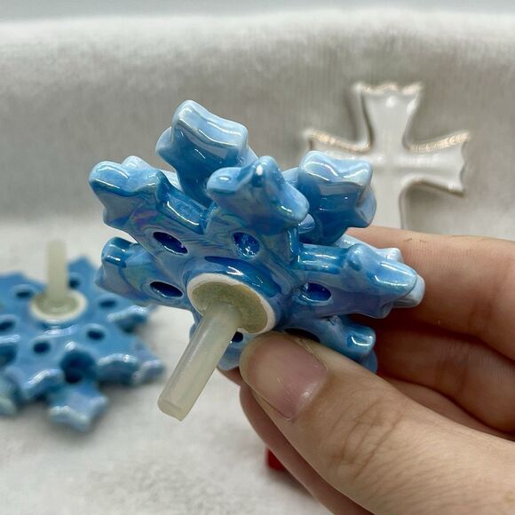 Nora Fleming Lot Of 4 Christmas Minis Snowflake Cross Striped Ornament - Picture 3 of 4